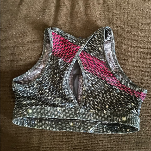 Peloton Wear It To Heart Girls Night Out Sparkle Space Sports Bra SZ S - Picture 5 of 5